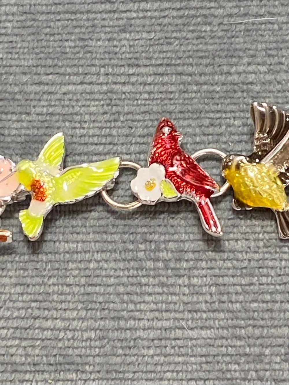 Multicolor Enamel Bird Link Bracelet Magnetic Closure size 6.5 vintage - Picture 11 of 17
